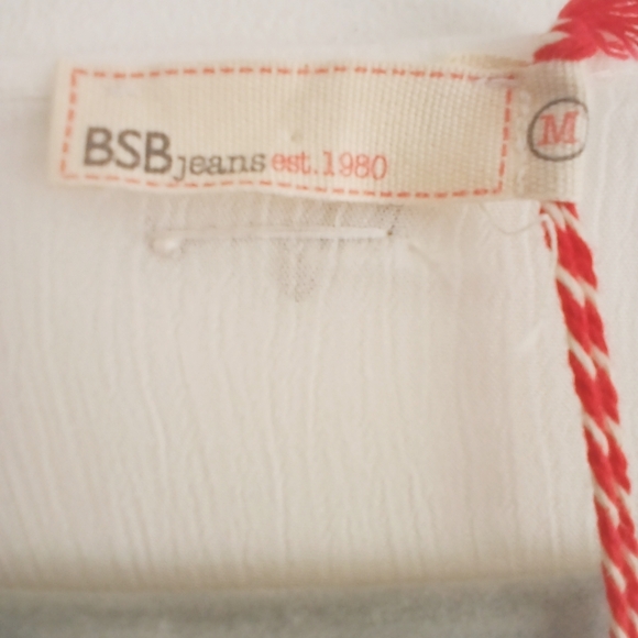 BSB Jeans Little White Boho Flowy Lace Trim Mini Dress Sz MED - Picture 10 of 16